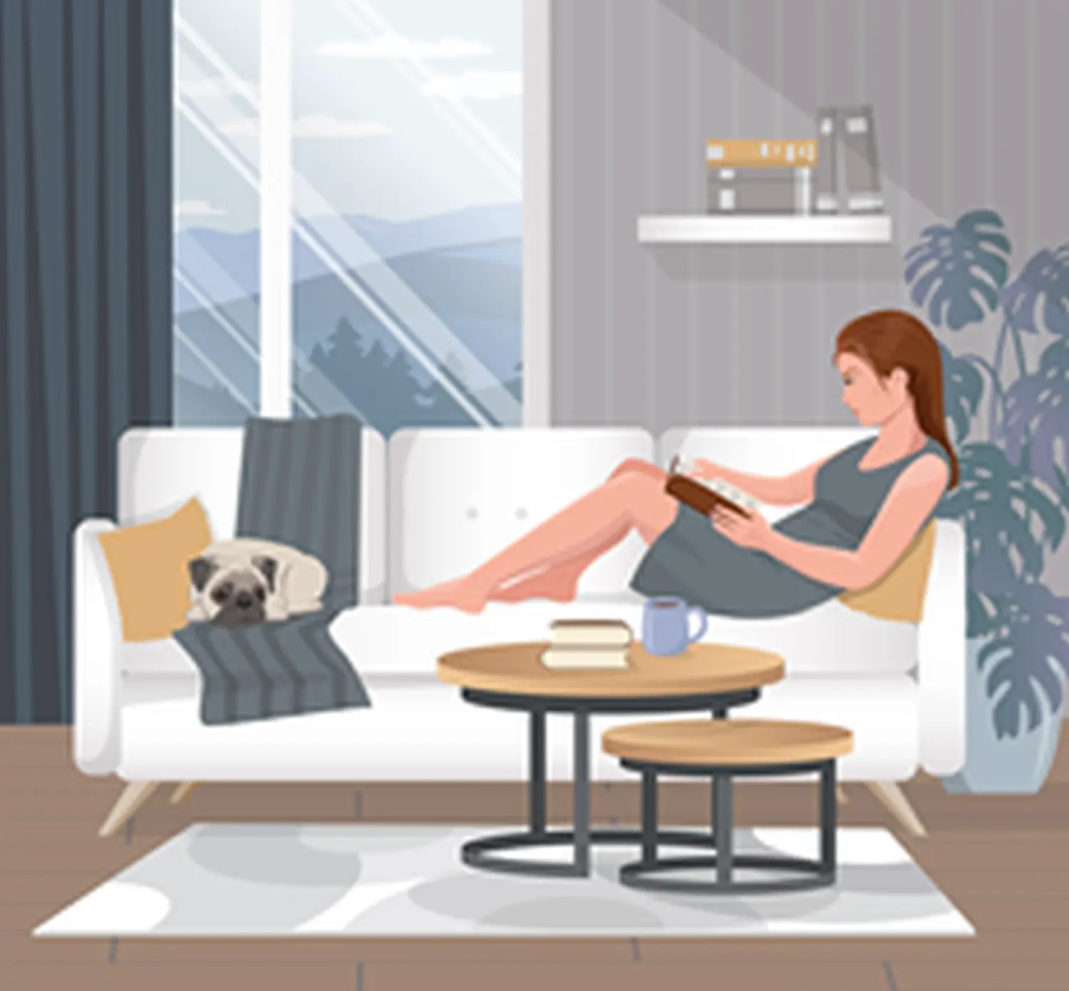 enHealing - Energetischen Praxis, persönlichen Entwicklung und Vitalstoffberatung - Eine Illustration eines Wohnzimmers